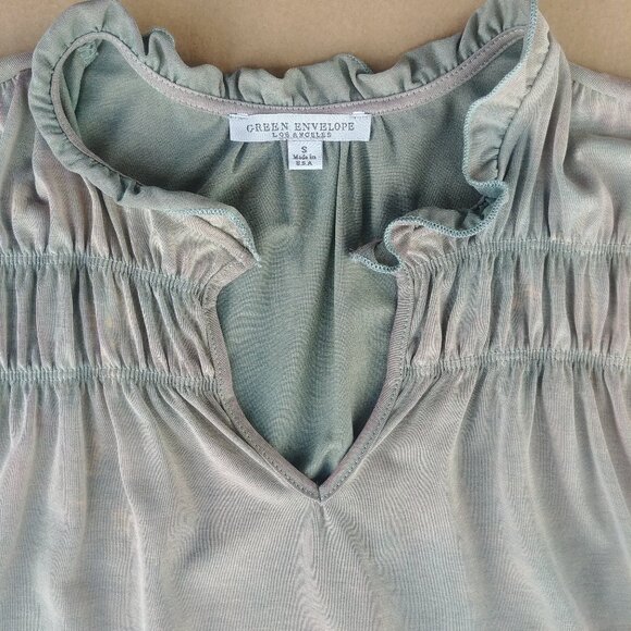 4/$20 Green Envelope tie dye acid wash green modal blend top USA sz Small - Picture 7 of 11